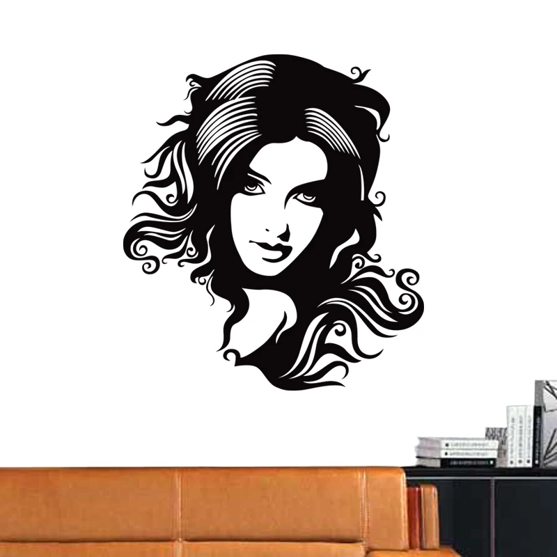 Hair Salon Sticker Beauty Scissors Decal Haircut Name Posters Vinyl Wall Art Decals Decor Decoration Mural Salon Sticker M0040