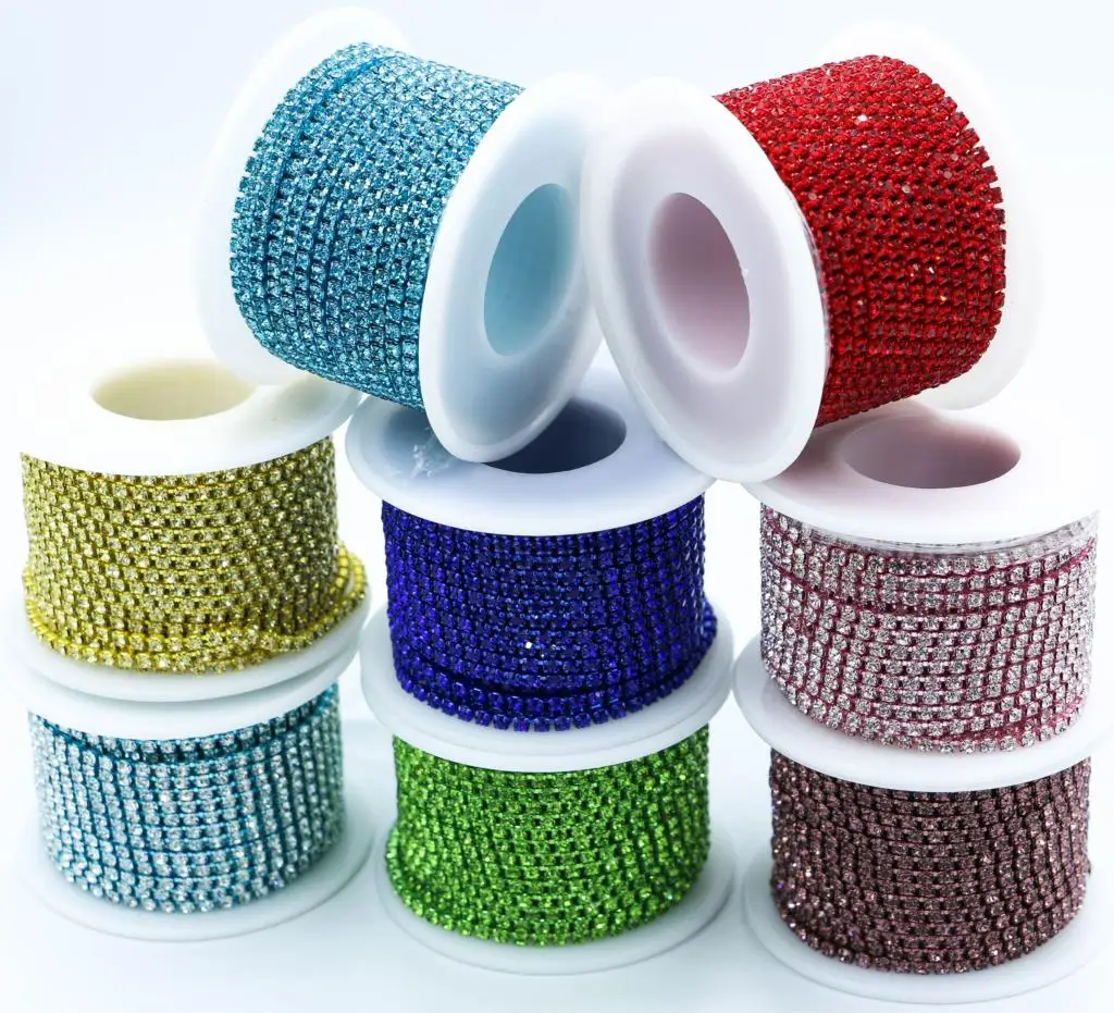 10 yard Glass crystal Strass Rhinestone Cup Chain Sew On Diamond Glue-On Close Chains Glitter Trim sew on Garment | Дом и сад
