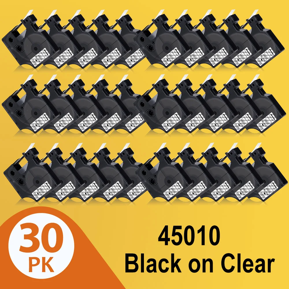 Ленты 30PK 45010 совместимые с Dymo D1 12 мм черные на прозрачной ленте принтера для Label