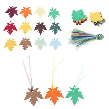 

120pcs Maple Leaf Kraft Paper Gift Tags Hang Label Price Cards Strings Weedding H4GD