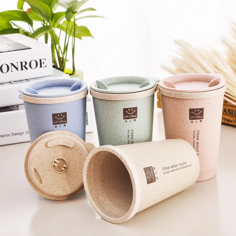 

2018 New 280ML Wheat Straw Portable Double-wall Portable Office Coffee Tea Cups Gifts C1262 c