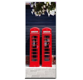 

Telephone Booth Door Sticker Door Wrap Sticker Mural Wallpaper Poster Self Adhesive PVC Removable Door Decal Home Decor