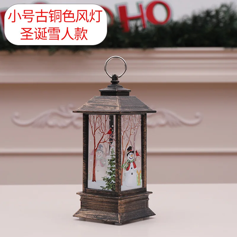 Светодиодный фонарь, чайный светильник, фонарь, рождественские украшения для дома, Санта-олень, светильник со снеговиком, Navidad, украшение на год, FY0104 - Color: Bronze-snowman-S