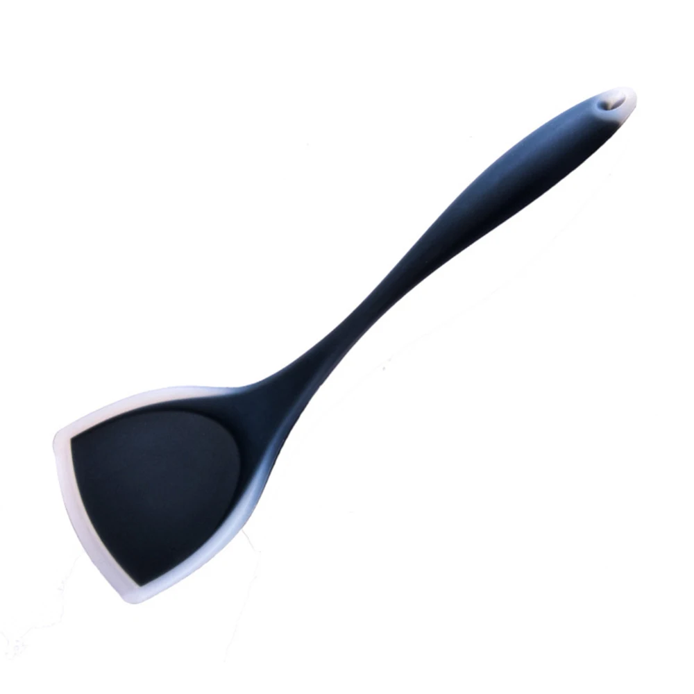 Black 3PCS Silicone Cooking Shovel Nonstick Kitchen Spatula Long Handle Shovel Thickened Cooking Scraper Wooden Handle Cooking Tools - Цвет: Black
