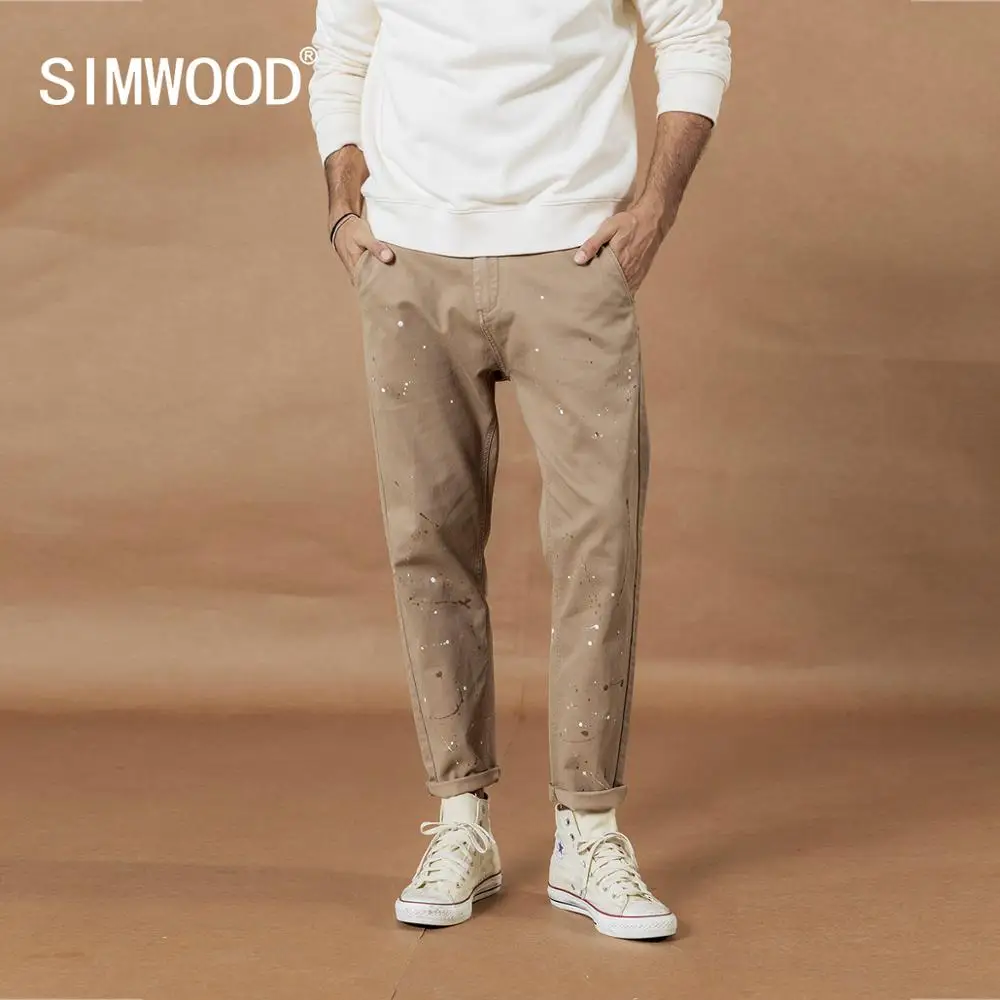 Мужские брюки SIMWOOD, осенние штаны плюс-сайз с принтом в виде брызг, стильные брюки по щиколотку в стиле хип-хоп или стрит-арта, SI980554