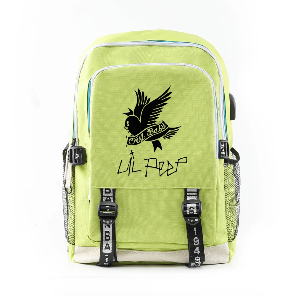 best Stylish Backpacks Popular Novelty Cute Rap Lil Peep backpack Usb Rechargeable Schoolbag Student Waterproof Canvas Travel Bag Print Teen Girls bag stylish backpacks for school