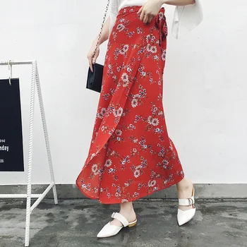 

Womens Boho Asymmetrical Chiffon Skirt Maxi Long Skirts For Women 25 Colors Bohemian High Waist Floral Print Summer Skirts