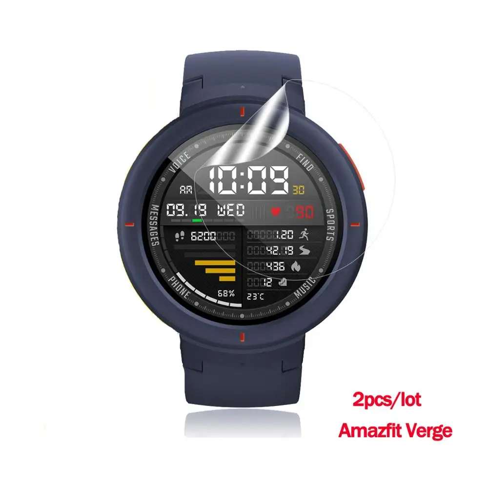 For amazfit Verge 2 шт Защитная пленка из термополиуретана для Huami Amazfit Bip Смарт-часы прозрачные/матовые для Amazfit Stratos Pace Verge пленка не закаленное стекло - Цвет: For amazfit Verge