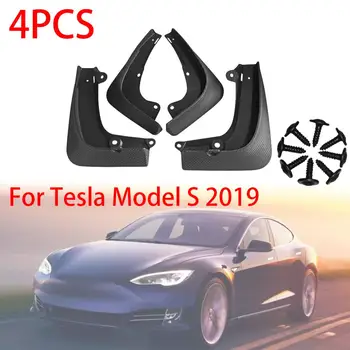 

4PCS Car Front & Rear Mud Flaps Splash Guard For Tesla Model S 2019 + Screws