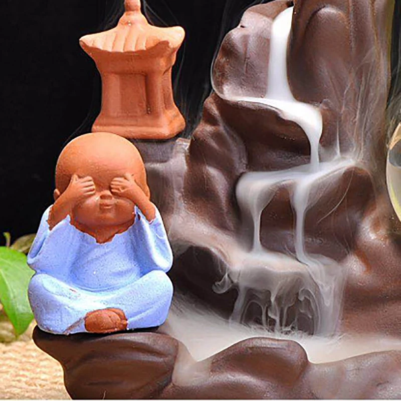 Фоновая курильница с держателем керамический маленький монах Маленький Будда водопад сандаловое дерево курильница Creatives домашний декор