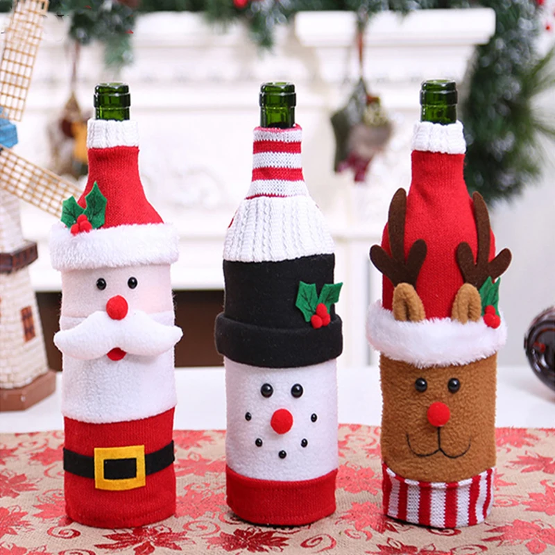 Christmas Decoration For Home 1Pc Wine Bottle Cover Tree Xmas Ornaments Merry Decor 2019 Navidad | Дом и сад
