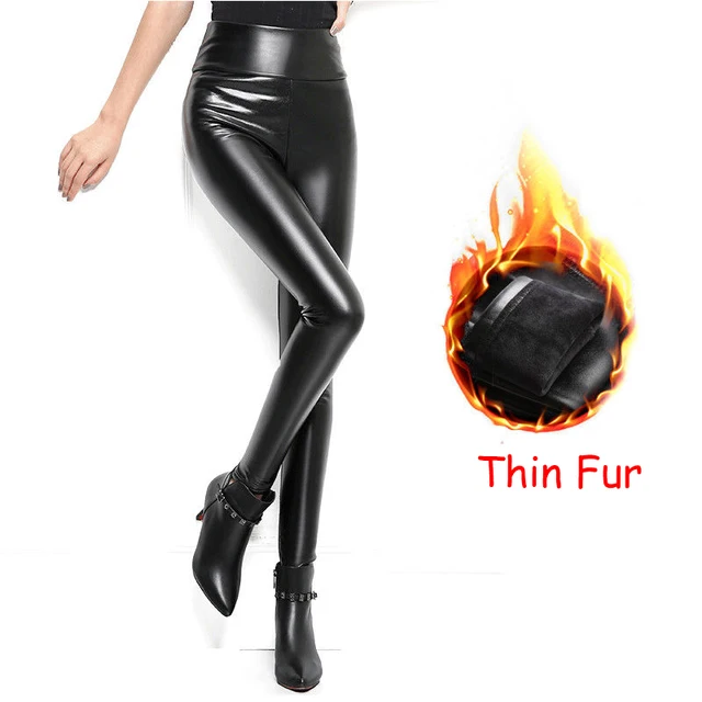 Women Velvet Fur Female Pants Long Pu 