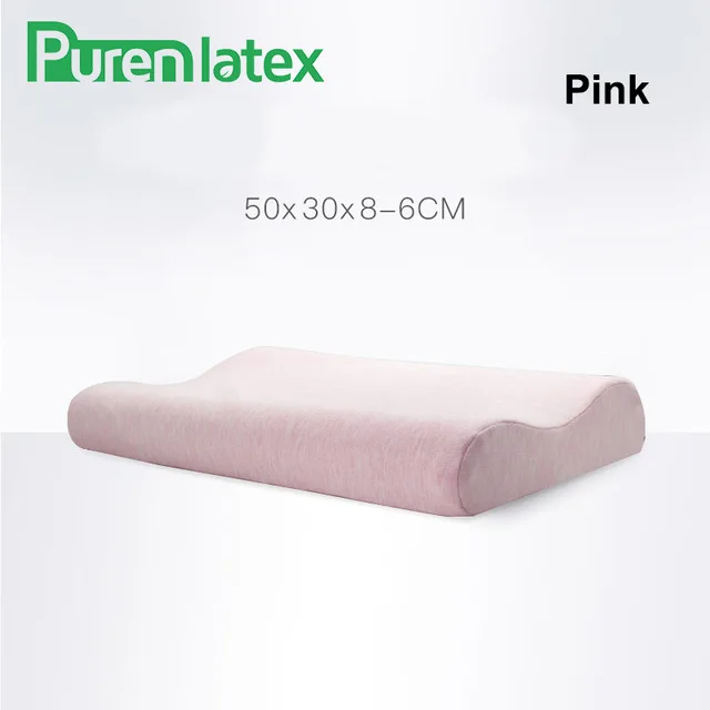 PurenLatex Подушка с эффектом памяти для шеи, подушки с медленным отскоком, ортопедические подушки для защиты позвоночника, тонкие поддерживающие контурные подушки, постельные принадлежности - Цвет: Pink
