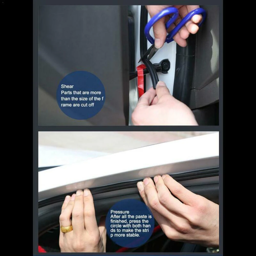 4 метра Универсальная автомобильная уплотнительная лента Водонепроницаемая Пылезащитная двухсторонняя запасная резиновая Автомобильная уплотнительная полоса