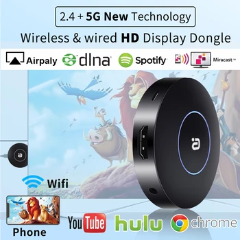 

4K H.265 2.4/5G Wireless WiFi Display Dongle Receiver HDMI TV Stick for AnyCast Airplay DLNA Miracast wired Monitor Same Screen