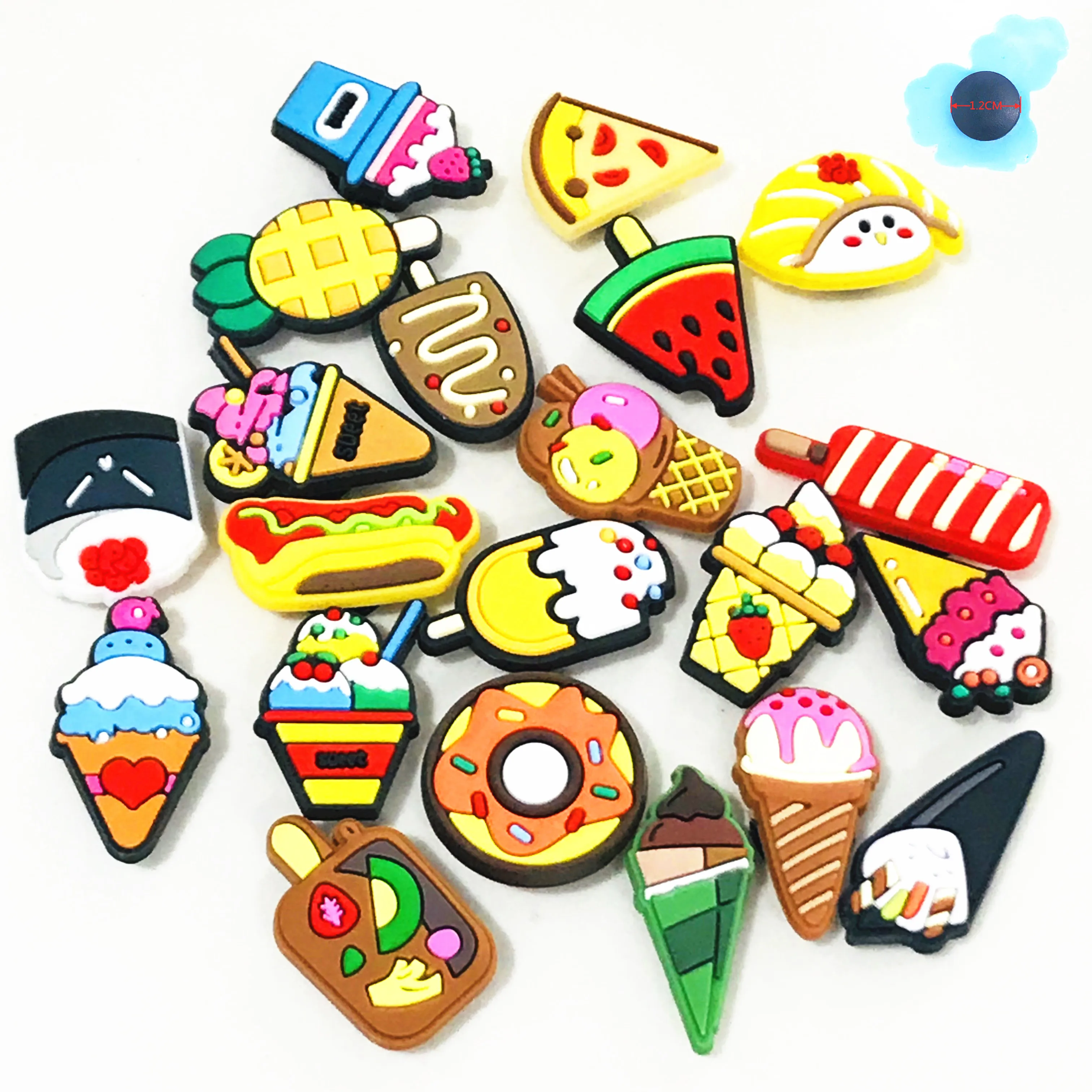 

1Pcs Watermelon Dessert Cake Ice Cream Pizza Donut Shoe Charms Shoe Accessories Cute Decoration Diy Wristbands Shoes