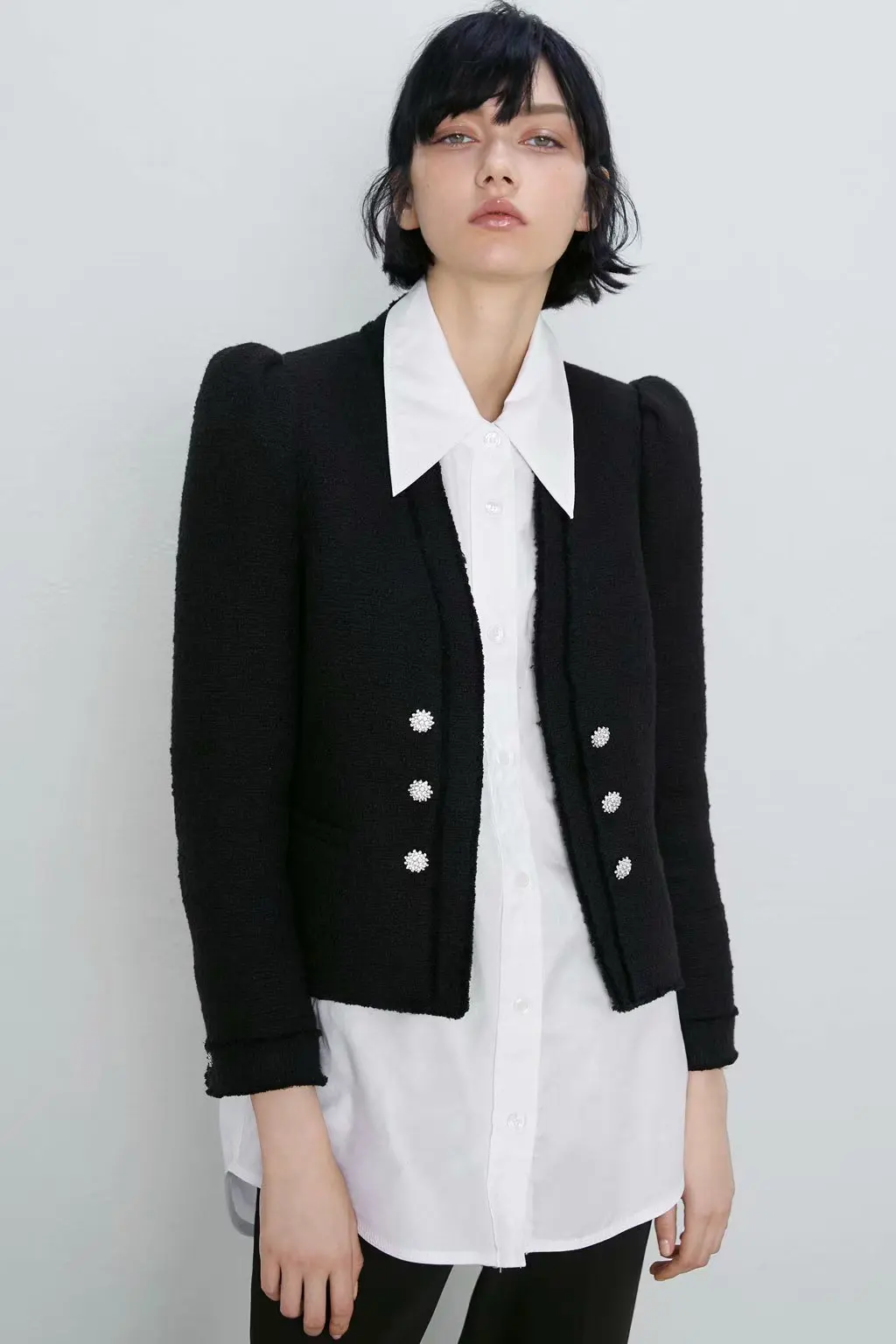 

2019 Spring And Summer New Style Ozhouzhan Tweed Coat Women's Fashion Tops 230-9781