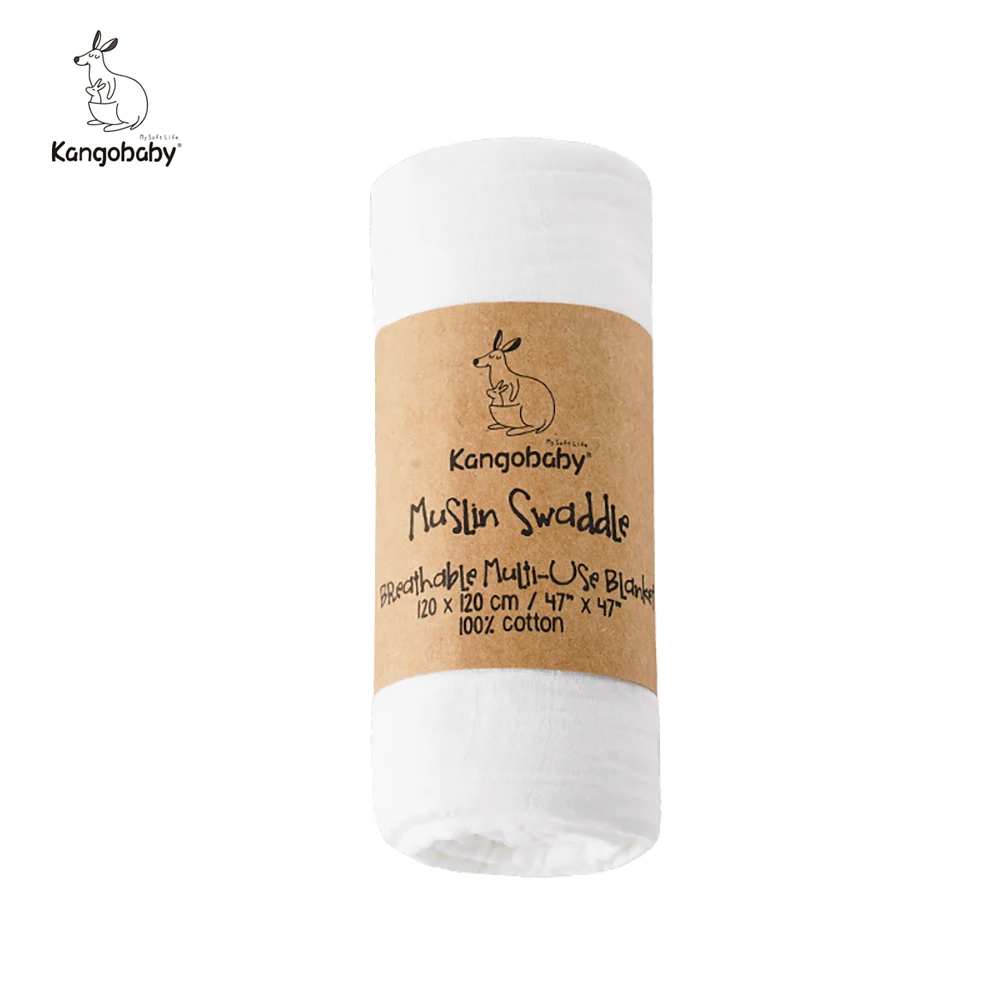 Kangobaby-faja de muselina blanca para bebé, 100% de algodón, Manta para fotografía, recuerdo, accesorios de colcha para recién nacido