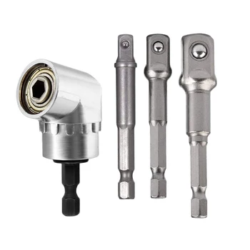 

4PCS 1/4" 3/8" 1/2" Extension Bar Drills Hex Bit Socket Adapter 105 Degree Angle rechargeable drill or manual wrench replacement