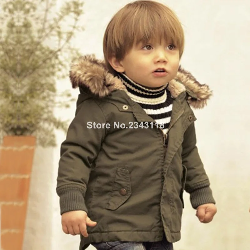 

Green Boy Hooded Coat Autumn Winter Kids Children Jacket 0-4 Ages