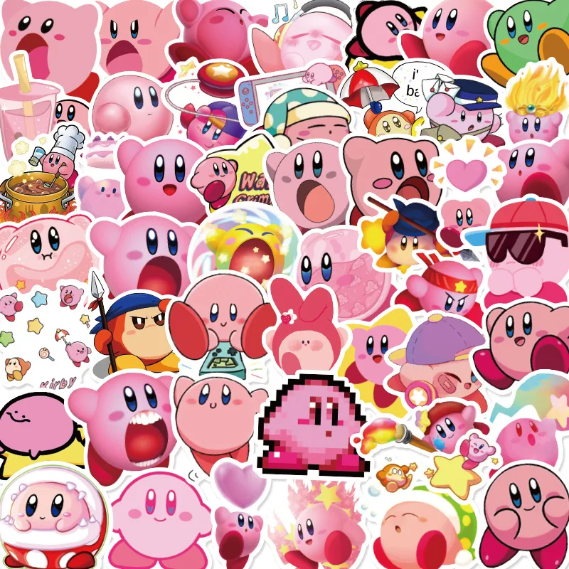 

50pcs/Pack Lovely Cartoon Kirby Star Stickers for Suitcase Skateboard Laptop Luggage Fridge Phone Car DIY Decal Sticker Toys