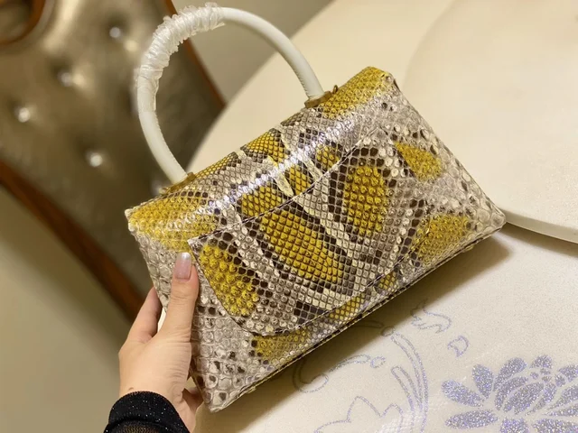 2021 Brand Luxury Women Shoulder Bags Real Python Skin Multicolor Handbag Fashion Ladies Leather Bags