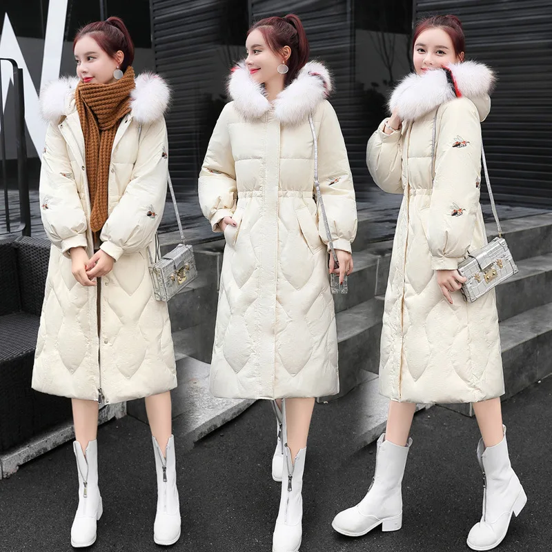 

Dongdaemun Mid-length Cotton Overcoat Women's 2018 Winter New Style Slim Fit Waist Hugging over-the-Knee down Jacket Cotton-padd