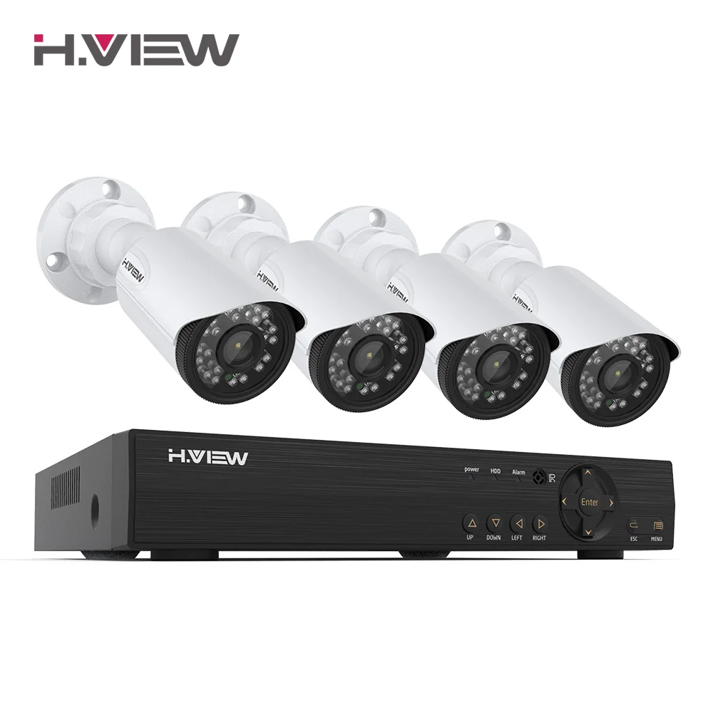 H. VIEW 4CH 720 P комплект видеонаблюдения камера видеонаблюдение наружная камера видеонаблюдения Система безопасности комплект системы