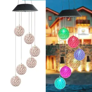 

Creative Snowflakes Shape Solar Energy Powered LED Wind Chimes Lamps Spinner Christmas Gift Garden Balcony Outdoor Decoration
