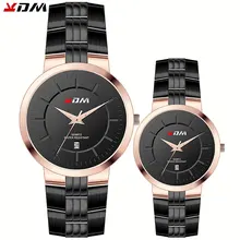 KDM парные часы модные Романтические повседневные наручные часы люксовый бренд полностью из нержавеющей стали Кварцевые водонепроницаемые часы Reloj Masculino