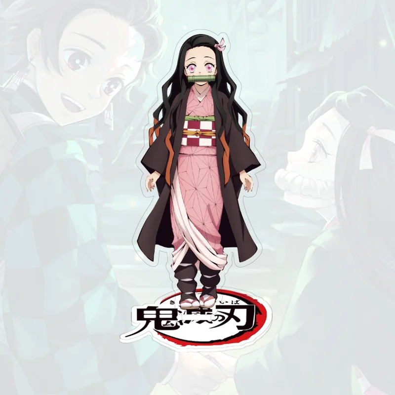 Demon Slayer Kimetsu no Yaiba аниме атака на Титанов стоящая пластина стенд модель домашний стол фигурка на акриловой подставке модель держатель пластины - Цвет: Зеленый