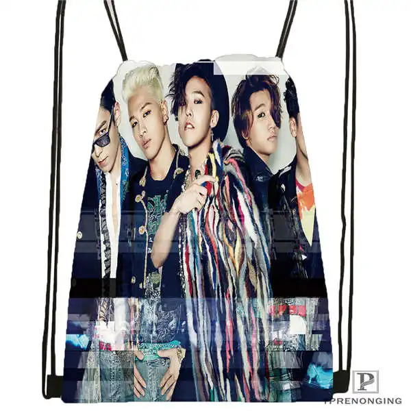 Custom big bang(45) походная сумка на шнурке милый рюкзак для детей(черная спинка) 31x40 см#180612-03-big bang - Цвет: Drawstring Backpack