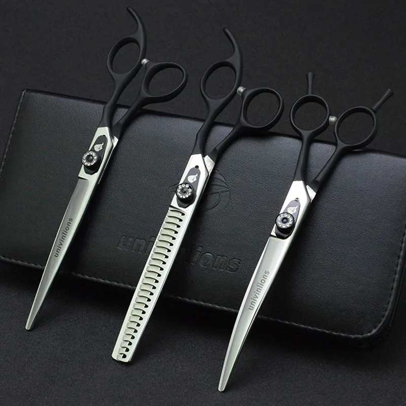 7" Pet Straight& Thinning& Down Curved Scissors Pet Dog Gromming Scissors Kit Pet Cutting Scissors for Dog Cat Stainless Steel