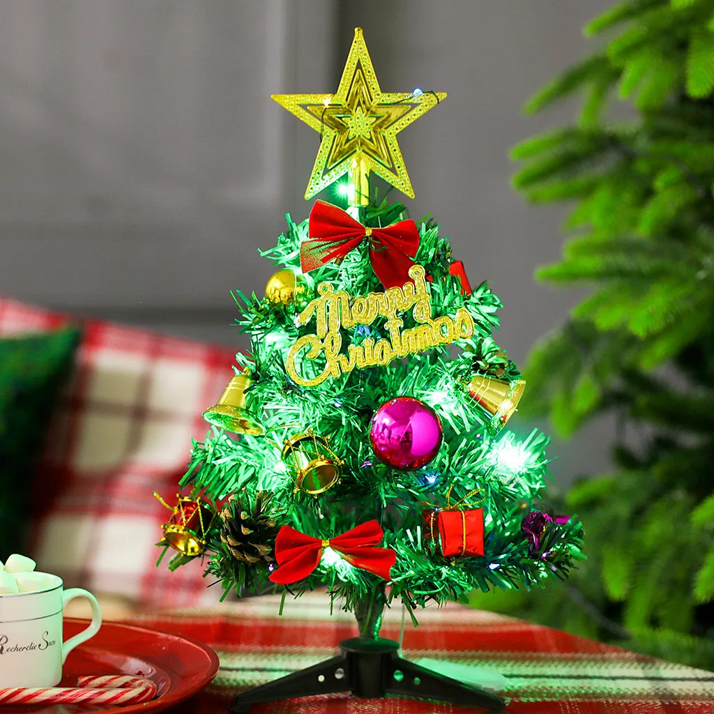 navidad Christmas tree set with lights Mini Table Top Christmas Tree Decoration LED Decor Home Xmas Gift Party 30CM@5