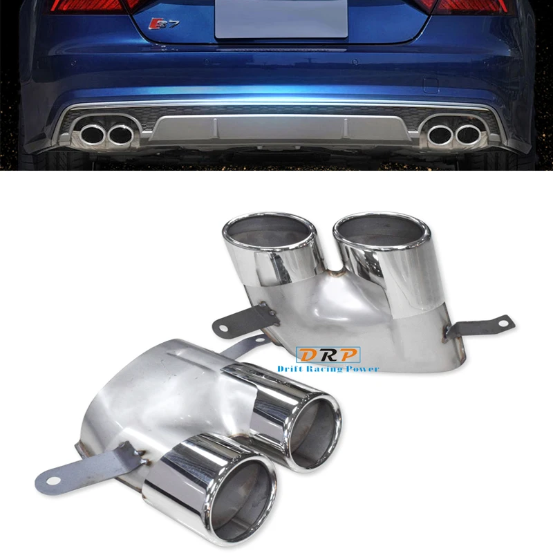

1 pair stainless steel four out car exhaust muffler tip tailpipe for Audi A6 A7 M sport in 2016-2018 upgrade S6 S7