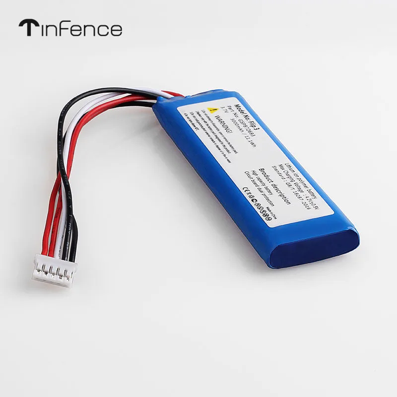 Tanie Tinfence 3.7V 3000mAh bateria do JBL klapki 4 3 7.4V 5000mAh Xtreme szary litowo polimerowy akumulator głośnik bluetooth GSP872693