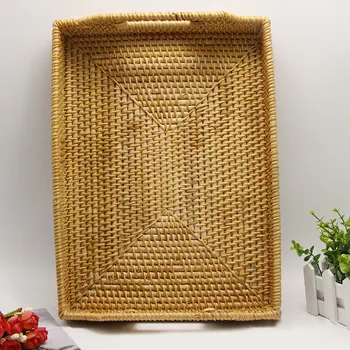 

Hand-wove Storage Basket For Kitchen Handmade Fruit Dish Rattan Picnic Food storage basket Sundries Container Case