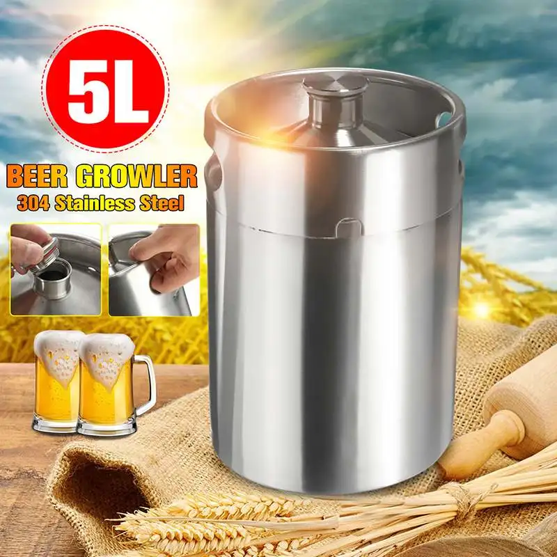 

Efficient 5L Stainless Steel Mini Beer Keg Pressurized Growler for Craft Beer Dispenser System Home Brew Beer Brewing