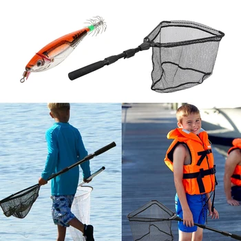

Foldable Landing Net Triangle Brail Fly Fishing Fish Keeper Black & Hard Glow Tail Saltwater Fishing Lure Jig Hook Orange