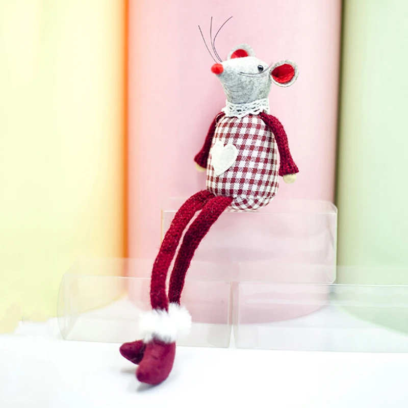 Рождественская длинноногая плюшевая кукла с мышкой, Рождественская елка, висячие украшения, рождественские украшения, вечерние украшения для дома, подарок на год - Цвет: C