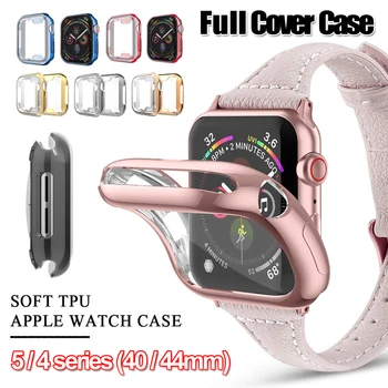 

1Pcs Slim Soft Electroplate TPU Case Screen Protectors Full Cover For Apple Watch 5 4 Series 40mm 44mm Smart Watch Accessories