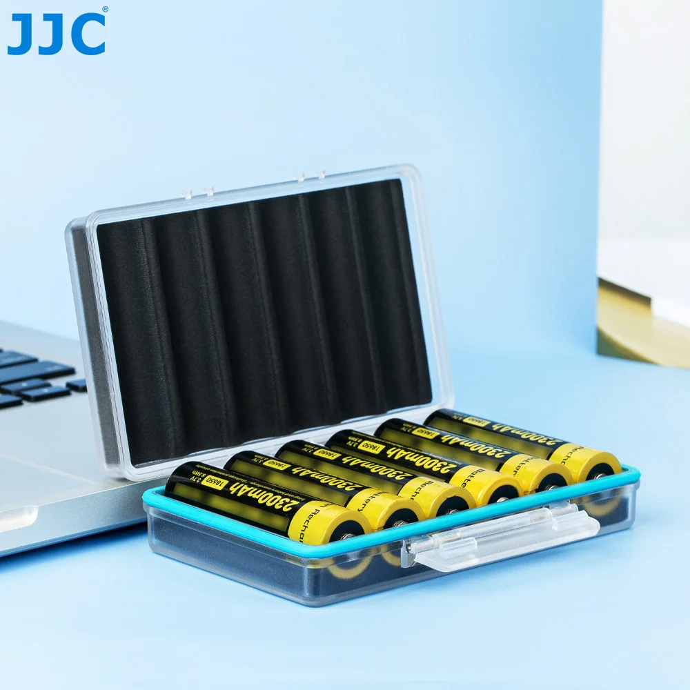 JJC 18650 Battery Case PC Shell Case Shockproof Water-resistant Moisture-proof Battery Storage Holder for 6 x 18650