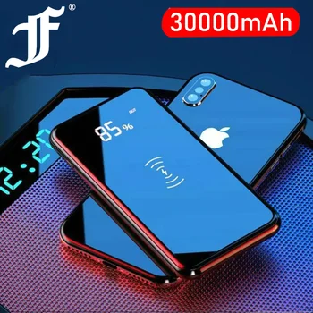 

QI Wireless Charger 30000mAh Power Bank For iPhone 11 XS Max Samsung Power bank Dual USB Charger Wireless External Battery Bank