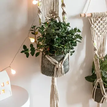 

Handwoven Macrame Plant Hangers Hanging Basket Flower Pot Holder Home Decoration J78C