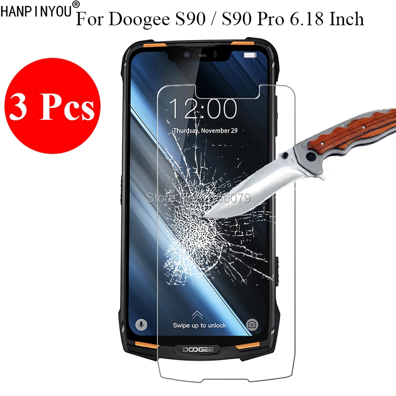 

3 Pcs/Lot New 9H 2.5D Tempered Glass Screen Protector For Doogee S90 / S90 Pro 6.18" Protective Film + Clean Tools