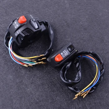

beler 2pcs 12V Left & Right Motorcycle 22mm 7/8" Handle Bar Button Ignition Engine Stop Lamp Horn Light Switch