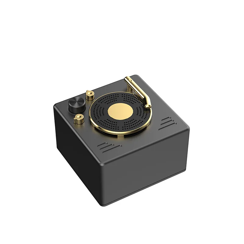 Black Мини ретро Bluetooth динамик маленький проигрыватель стерео портативный беспроводной динамик музыкальный плеер карманный домашний аудио подарок TF AUX MIC - Цвет: Black