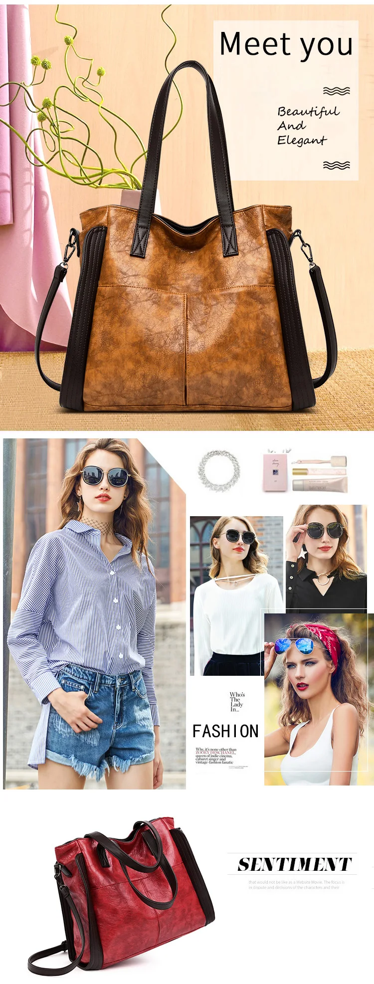 High Capacity Luxury Handbags Women Bags Designer Lady Shoulder Bag Retro Leisure Leather Messenger Bags for Women Tote Bag