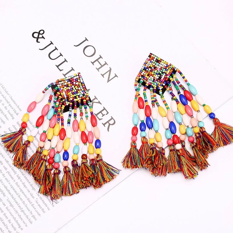 Женские серьги из бисера ручной работы Серьги Подвески подчеркивающие