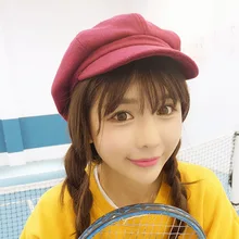 Берет шерстяной восьмиугольной кепки для женщин осень зима дней художника кепки Повседневная Ретро шляпа мужская шерстяная монохромная теплая